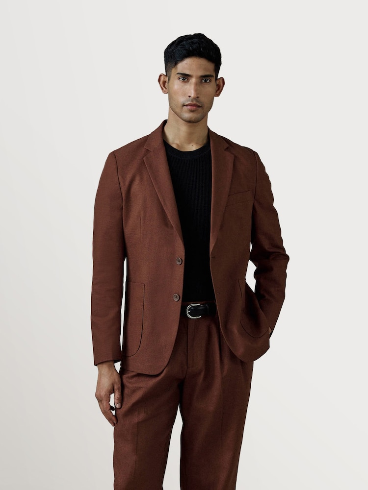 Percival Brown Tailored Linen Blazer - Image 1 of 6