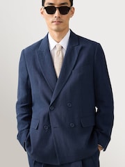 Percival Blue Clifton Boxy Double Breasted Blazer - Image 3 of 10