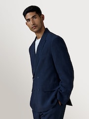 Percival Blue Clifton Boxy Double Breasted Blazer - Image 4 of 10