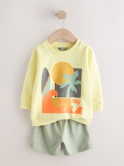 Yellow Surf Day Crew Neck Sweatshirt and Shorts Set (3mths-7yrs) (3mths-7yrs) - Image 2 of 5