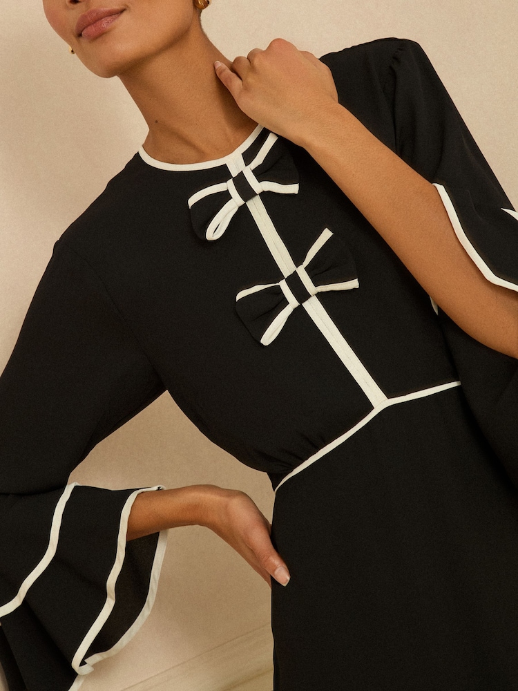 Love & Roses Bow Tipped Flute Sleeve Mini Dress - Image 2 of 4