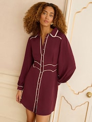 Love & Roses Black Cherry Tipped Mini Shirt Dress - Image 1 of 4