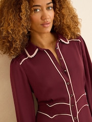 Love & Roses Black Cherry Tipped Mini Shirt Dress - Image 2 of 4