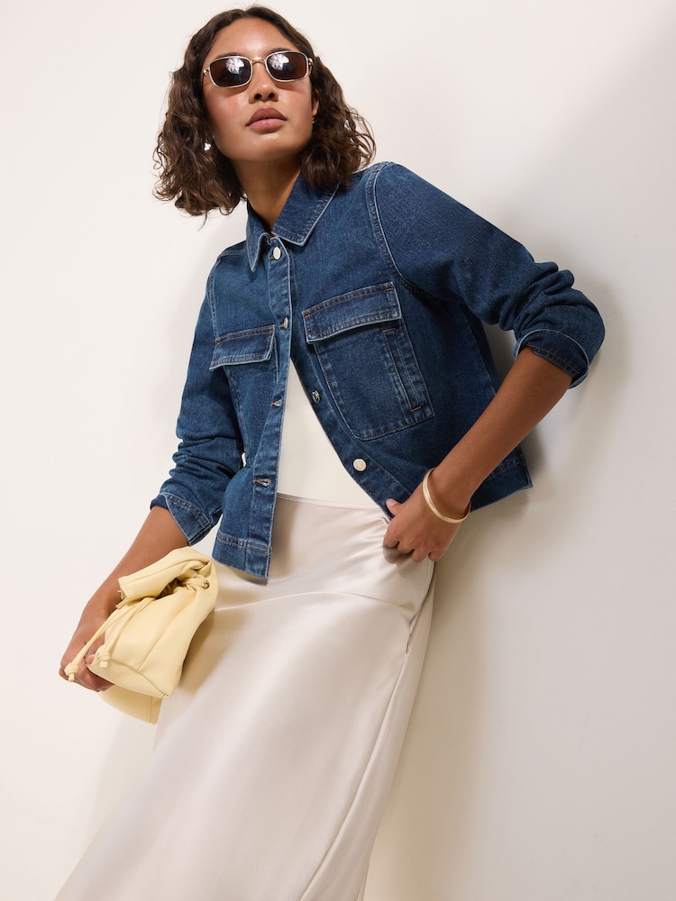 Friends Like These Blue Denim Swing Back Short Jacket - Image 1 of 5