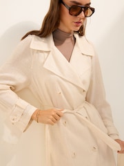 Friends Like These Cream Lightweight Linen Trench Coat - Image 1 of 4