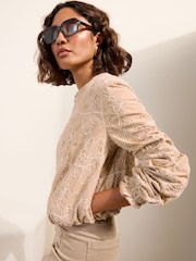 Friends Like These Cream Crochet Bomber Jacket - Image 1 of 5