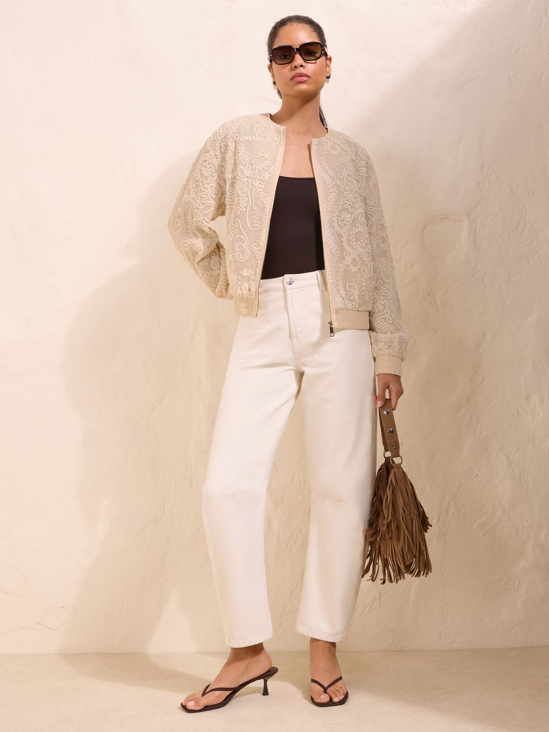 Buy Friends Like These Cream Cotton Zip Through Jacket from the