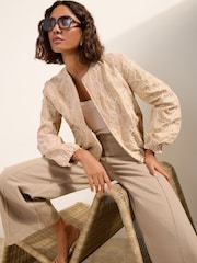 Friends Like These Cream Crochet Bomber Jacket - Image 3 of 5