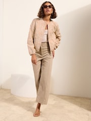 Friends Like These Cream Crochet Bomber Jacket - Image 4 of 5