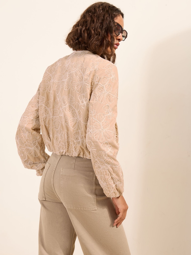Friends Like These Cream Crochet Bomber Jacket - Image 5 of 5