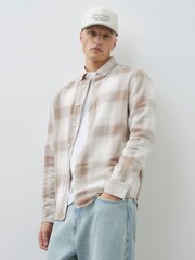 River Island Natural Regular Fit Check Shirt - Image 1 of 4