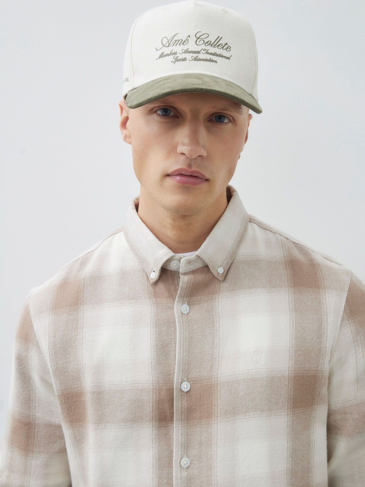 River Island Natural Regular Fit Check Shirt - Image 2 of 4