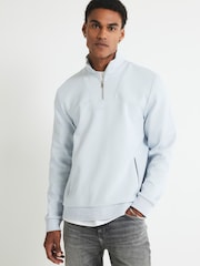 River Island Blue Slim Fit Scuba Funnel Sweatshirt - Image 1 of 4