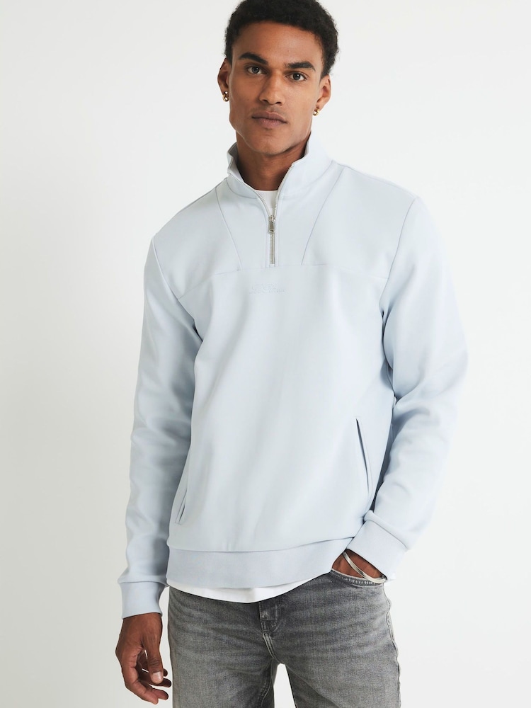 River Island Blue Slim Fit Scuba Funnel Sweatshirt - Image 1 of 4