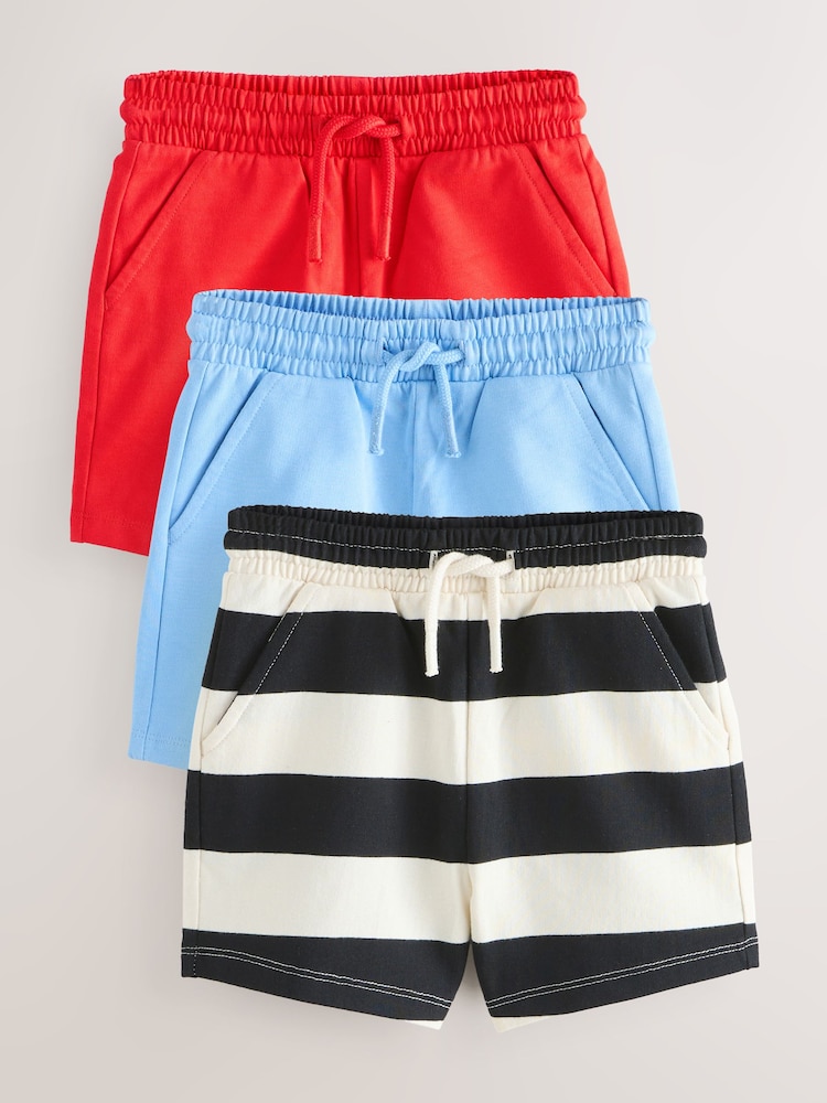 Red/Blue Jersey Shorts 3 Pack (3mths-7yrs) - Image 1 of 7 Red/Blue Jersey Shorts 3 Pack (3mths-7yrs) - Image 1 of 7
