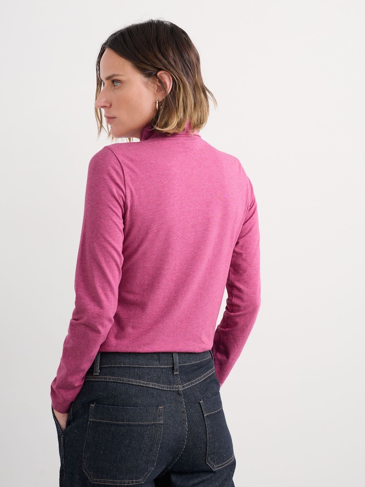 Seasalt Cornwall Pink Landing Roll Neck Top - Image 2 of 5