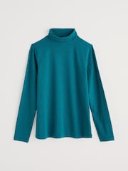 Seasalt Cornwall Blue Landing Roll Neck Top in Cotton - Image 4 of 5