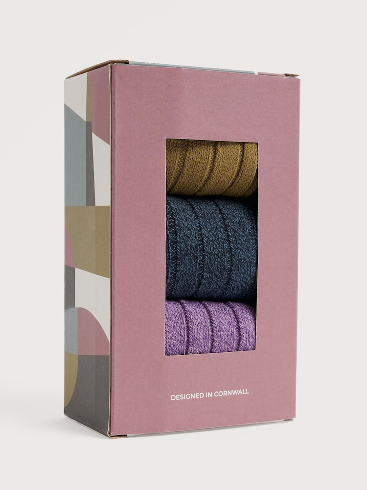 Seasalt Cornwall Blue Gift Box of 3 Womens Bloomin Good Socks - Image 2 of 2