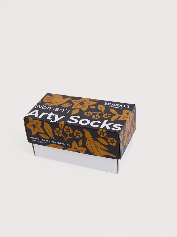 Seasalt Cornwall Blue Gift Box of 4 Womens Sparkle Arty Socks - Image 2 of 3