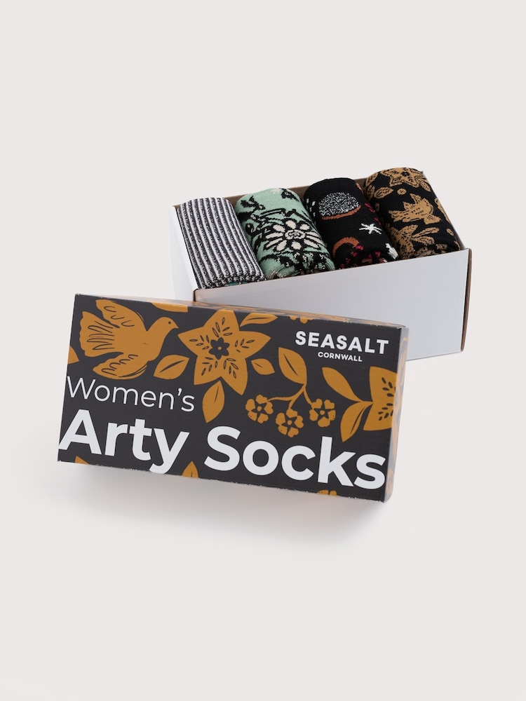 Seasalt Cornwall Blue Gift Box of 4 Womens Sparkle Arty Socks - Image 3 of 3