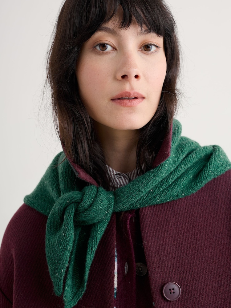 Seasalt Cornwall Green Wild Bilberry Knitted Triangle Scarf - Image 1 of 7