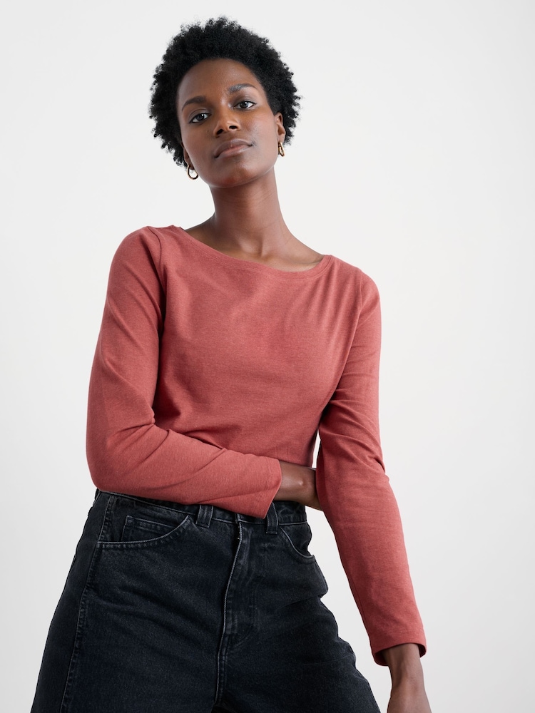Seasalt Cornwall Red Easel Long Sleeve Top in Cotton Jersey - Image 1 of 5