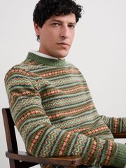 Seasalt Cornwall Green Mens Carracks Fair Isle Jumper - Image 6 of 9