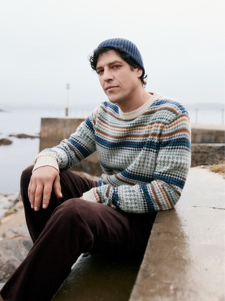 Seasalt Cornwall Blue Mens Stennack Jumper Made With Lambswool - Image 1 of 8