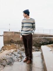 Seasalt Cornwall Blue Mens Stennack Jumper Made With Lambswool - Image 2 of 8
