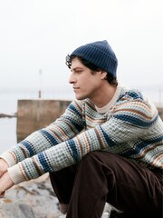 Seasalt Cornwall Blue Mens Stennack Jumper Made With Lambswool - Image 5 of 8