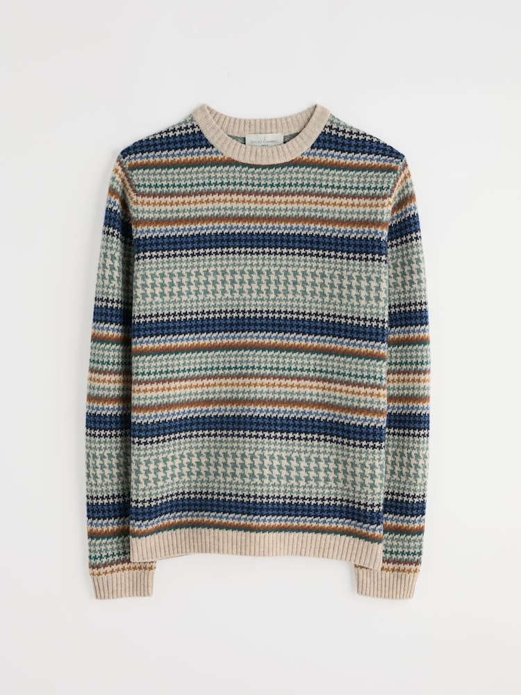 Seasalt Cornwall Blue Mens Stennack Jumper Made With Lambswool - Image 8 of 8