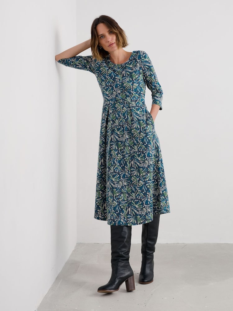Seasalt Cornwall Blue Petite Veronica Midi Dress in Cotton Jersey - Image 1 of 5