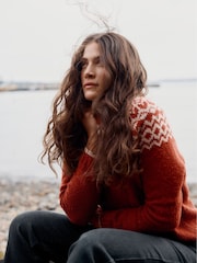 Seasalt Cornwall Red Port Kinnis Fair Isle Jumper With Merino - Image 2 of 7