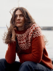 Seasalt Cornwall Red Port Kinnis Fair Isle Jumper With Merino - Image 3 of 7