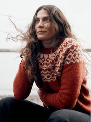 Seasalt Cornwall Red Port Kinnis Fair Isle Jumper With Merino - Image 4 of 7