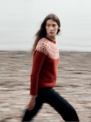 Seasalt Cornwall Red Port Kinnis Fair Isle Jumper With Merino - Image 7 of 7