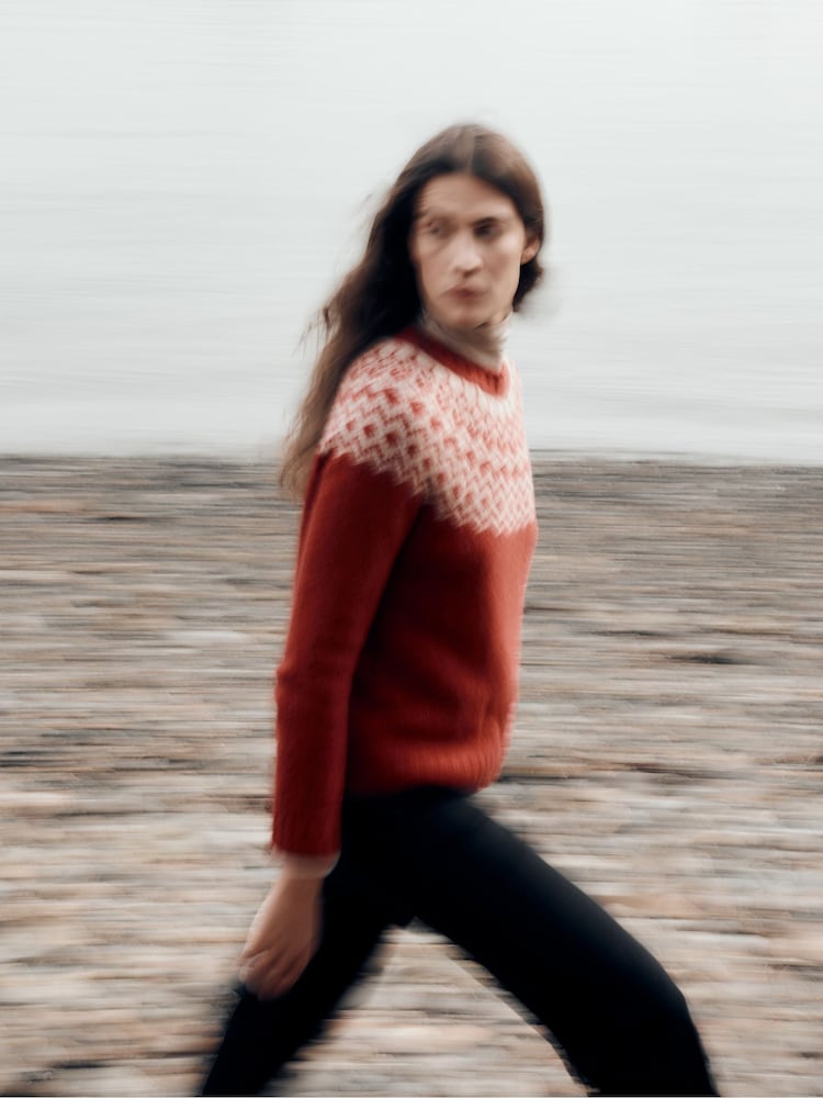 Seasalt Cornwall Red Port Kinnis Fair Isle Jumper With Merino - Image 7 of 7