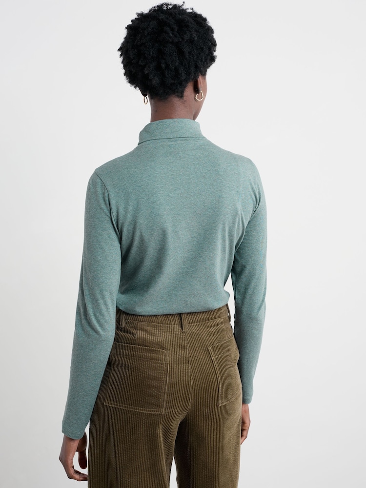 Seasalt Cornwall Green Landing Roll Neck Top in Cotton - Image 2 of 5
