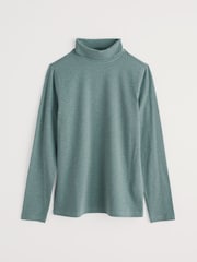 Seasalt Cornwall Green Landing Roll Neck Top in Cotton - Image 4 of 5