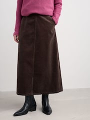 Seasalt Cornwall Brown Window Wren Cord Midi Skirt - Image 1 of 5