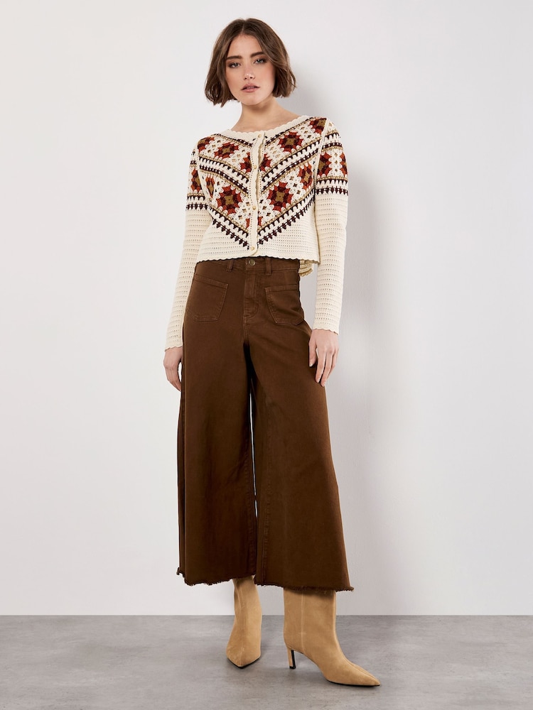 Apricot Natural Crochet Squared Cardigan - Image 2 of 5 Apricot Natural Crochet Squared Cardigan - Image 2 of 5
