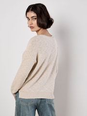 Apricot Natural Slub V-Neck Lightweight Jumper - Image 3 of 4