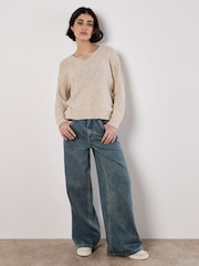 Apricot Natural Slub V-Neck Lightweight Jumper - Image 4 of 4