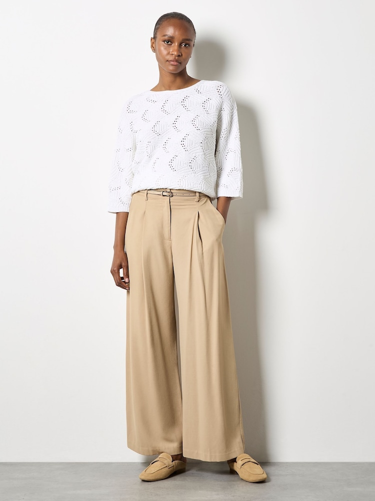 Apricot White Pointelle Patchwork Batwing Top - Image 4 of 4