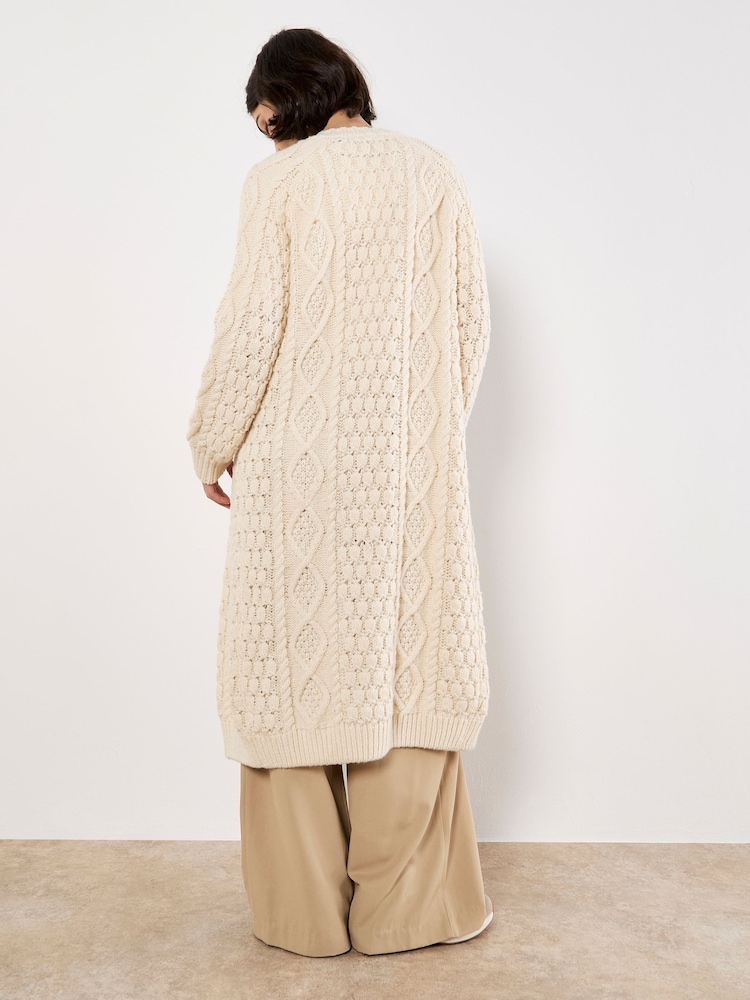 Buy Apricot Cream Cable Knit Open Midi Cardigan from the Next UK