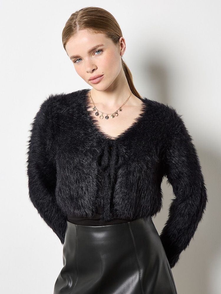 Apricot Black Super Fluffy Bolero - Image 1 of 4 Apricot Black Super Fluffy Bolero - Image 1 of 4