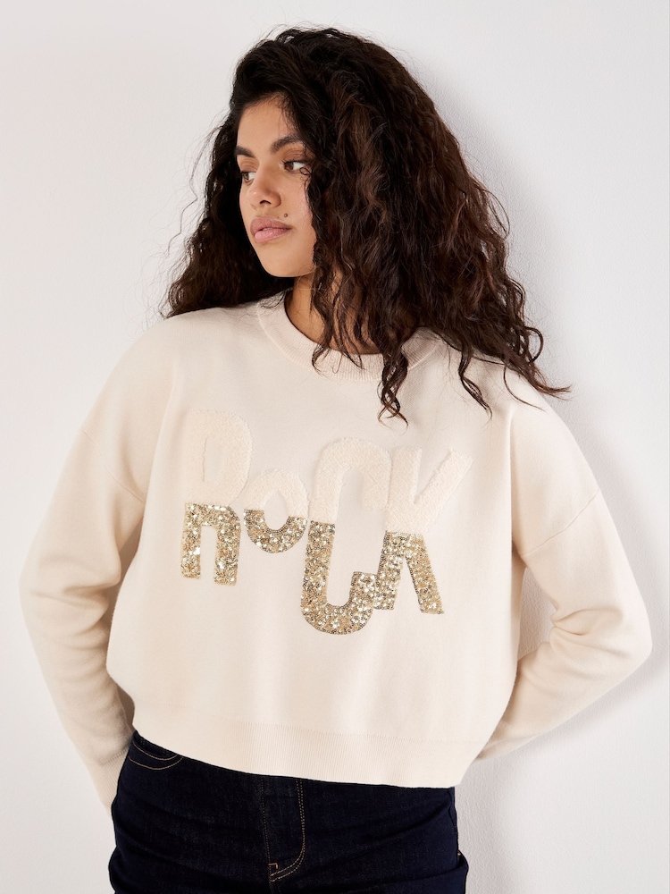 Apricot Cream Rock Cropped Jumper - Image 1 of 4