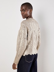 Apricot Gold Metallic Distressed Cable Jumper - Image 4 of 5