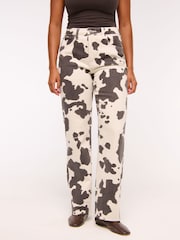 Abercrombie & Fitch Relaxed Pony Print Curve Love High Rise 90's Brown Jeans - Image 2 of 7
