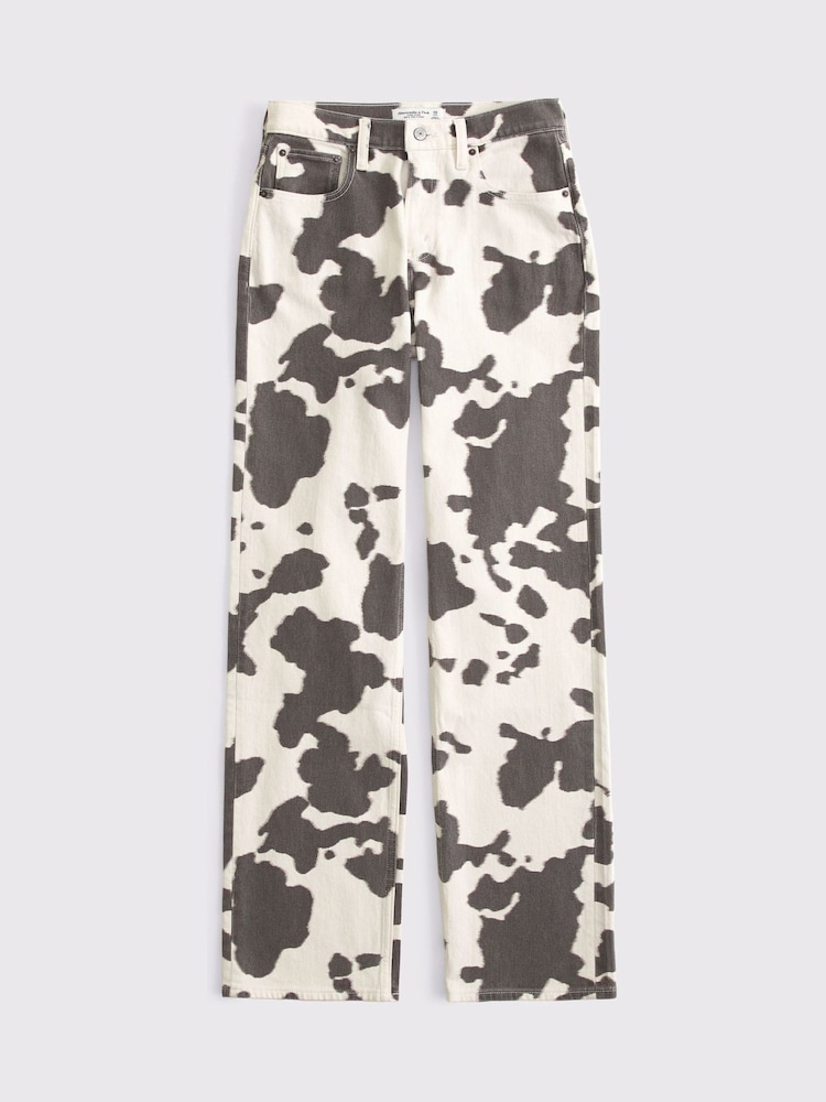 Abercrombie & Fitch Relaxed Pony Print Curve Love High Rise 90's Brown Jeans - Image 7 of 7